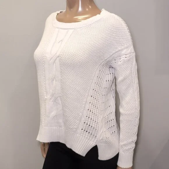 Tommy Hilfiger Cable Knit Sweater Cotton Slouchy Relaxed Fit Open Knit - Picture 4 of 11